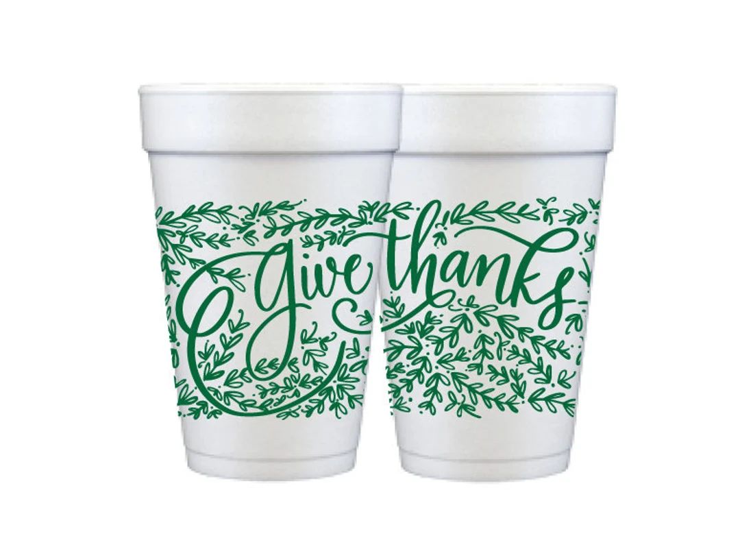 Foam Cups Give Thanks green - Etsy | Etsy (US)