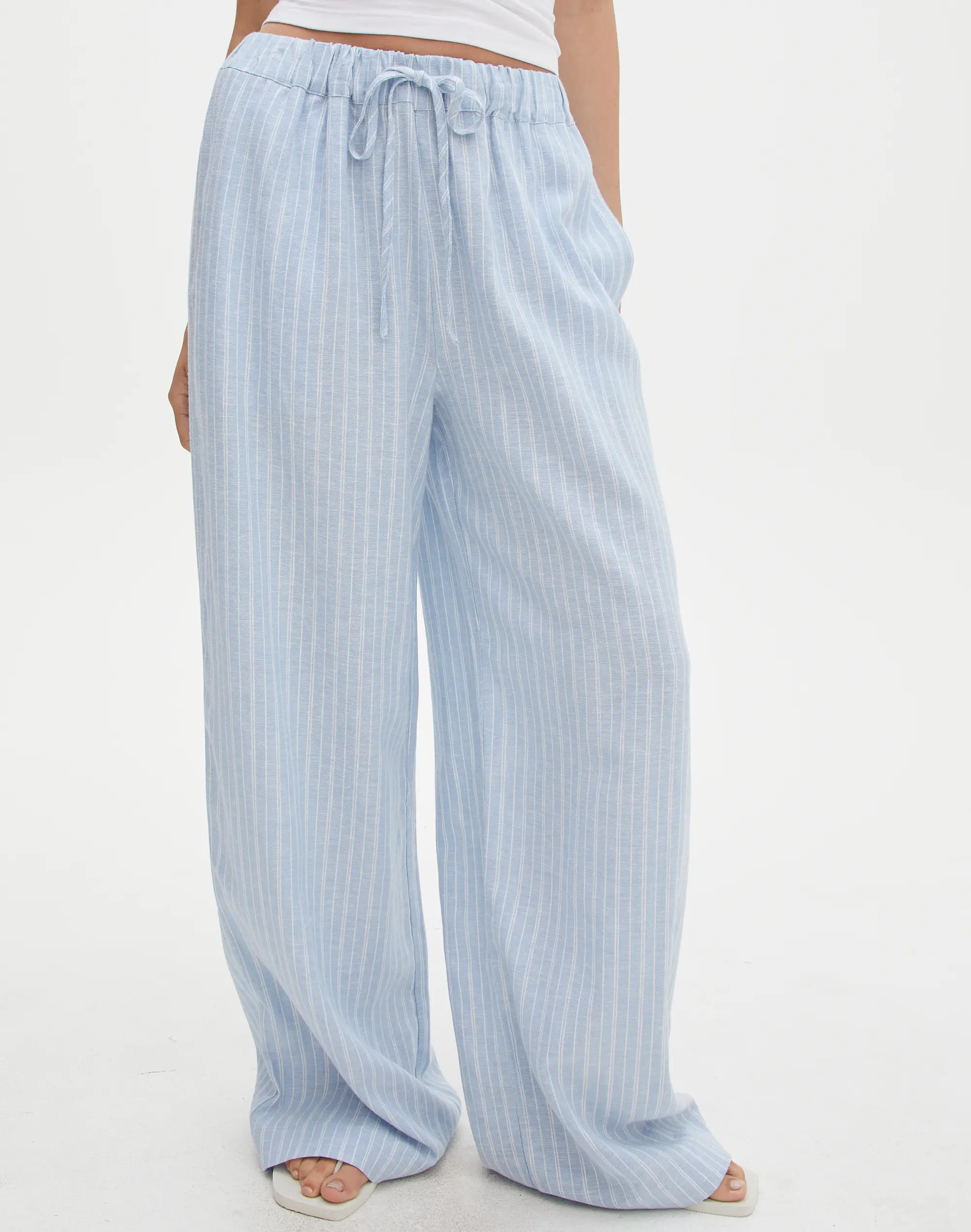 Stripe Linen Blend Pant in Elsie Jeans Stripe | Glassons | Glassons (Australia)
