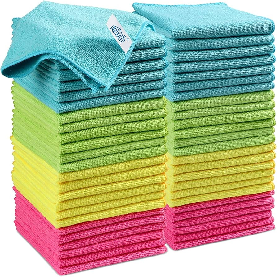 HOMEXCEL Microfiber Cleaning Cloth,50Pack Cleaning Rag,Cleaning Towels with 4 Color Assorted,11.5... | Amazon (US)