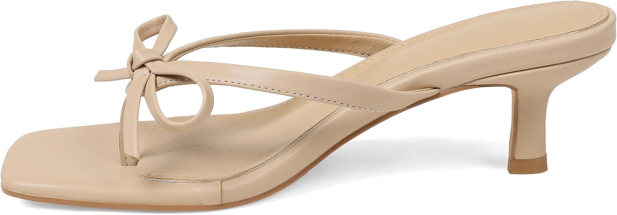Mattiventon Kitten Heels Flip Flop Heels with Bow | Amazon (US)