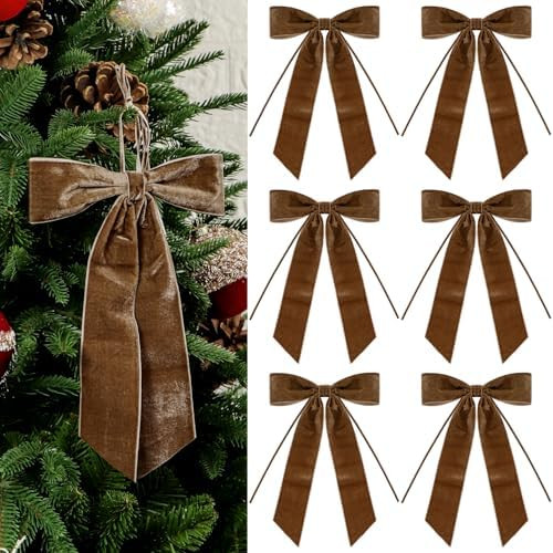 6 Pcs Christmas Velvet Bows - 10 x 7 Inch Vintage Ribbon Bow for Gift Wrapping Xmas Tree Wreath G... | Amazon (US)