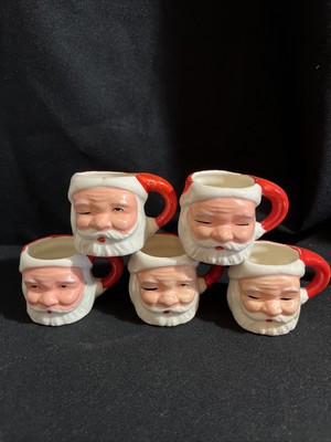 Vintage Christmas Mini Ceramic Winking & Smiling Santa Mug Set of 5 | eBay US