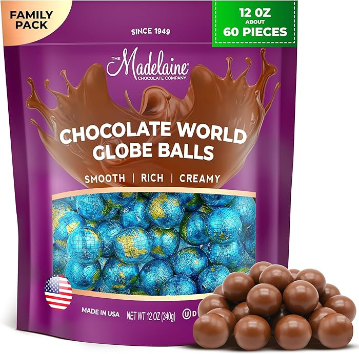 Madelaine Chocolate Premium Milk Chocolate World Globe Balls - 12 oz Bag Individually Wrapped Can... | Amazon (US)