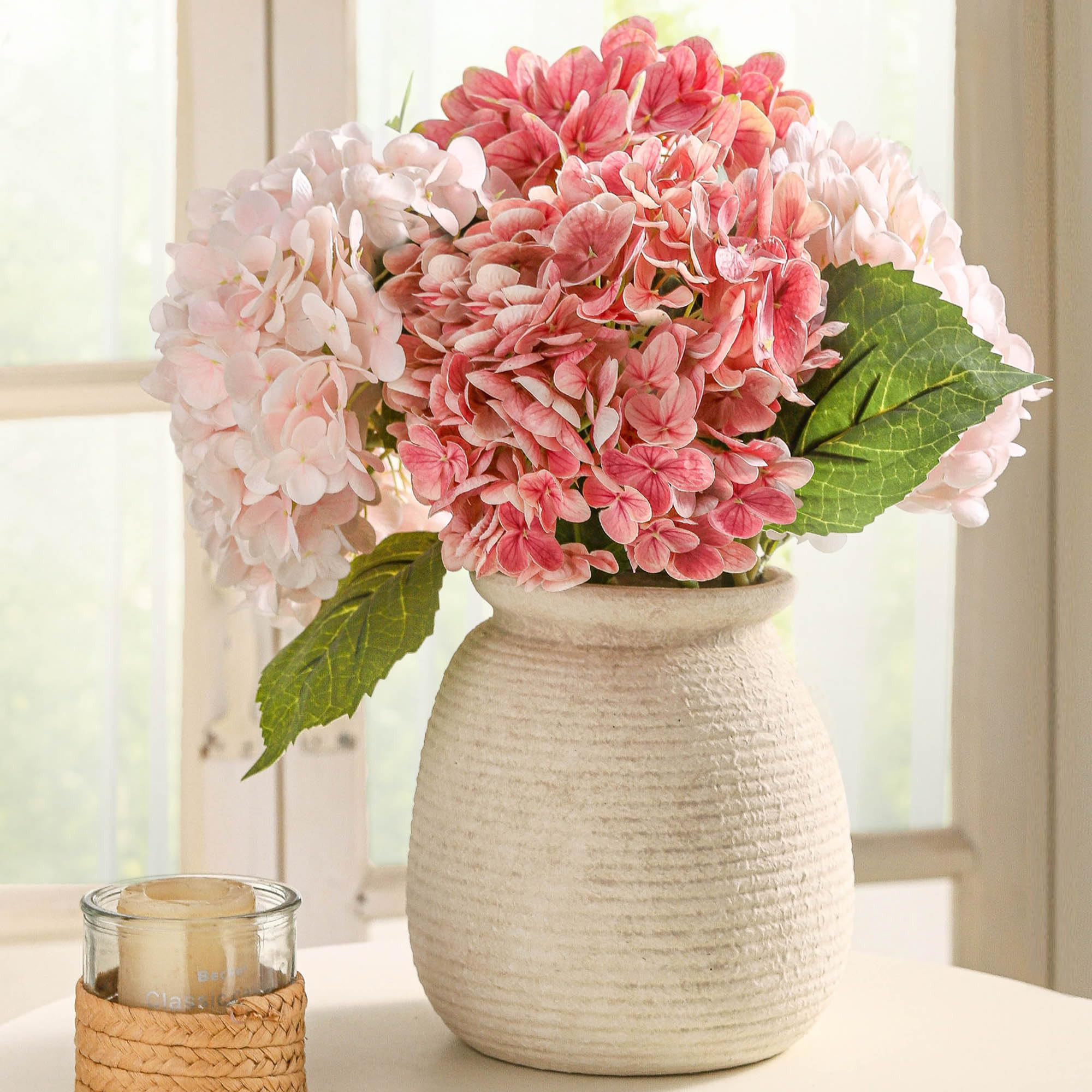 Ceramic Rustic Neutral Vase, 7.48 Inch Farmhouse Decorative Flowers Vase Pottery Whitewashed Wide... | Amazon (US)