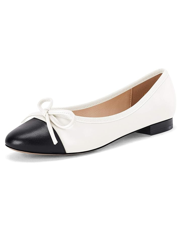 Coutgo Womens Cap Toe Ballet Flats Bow Pointed Toe Slip On Office Work Comfort Dress Party Flat S... | Amazon (US)