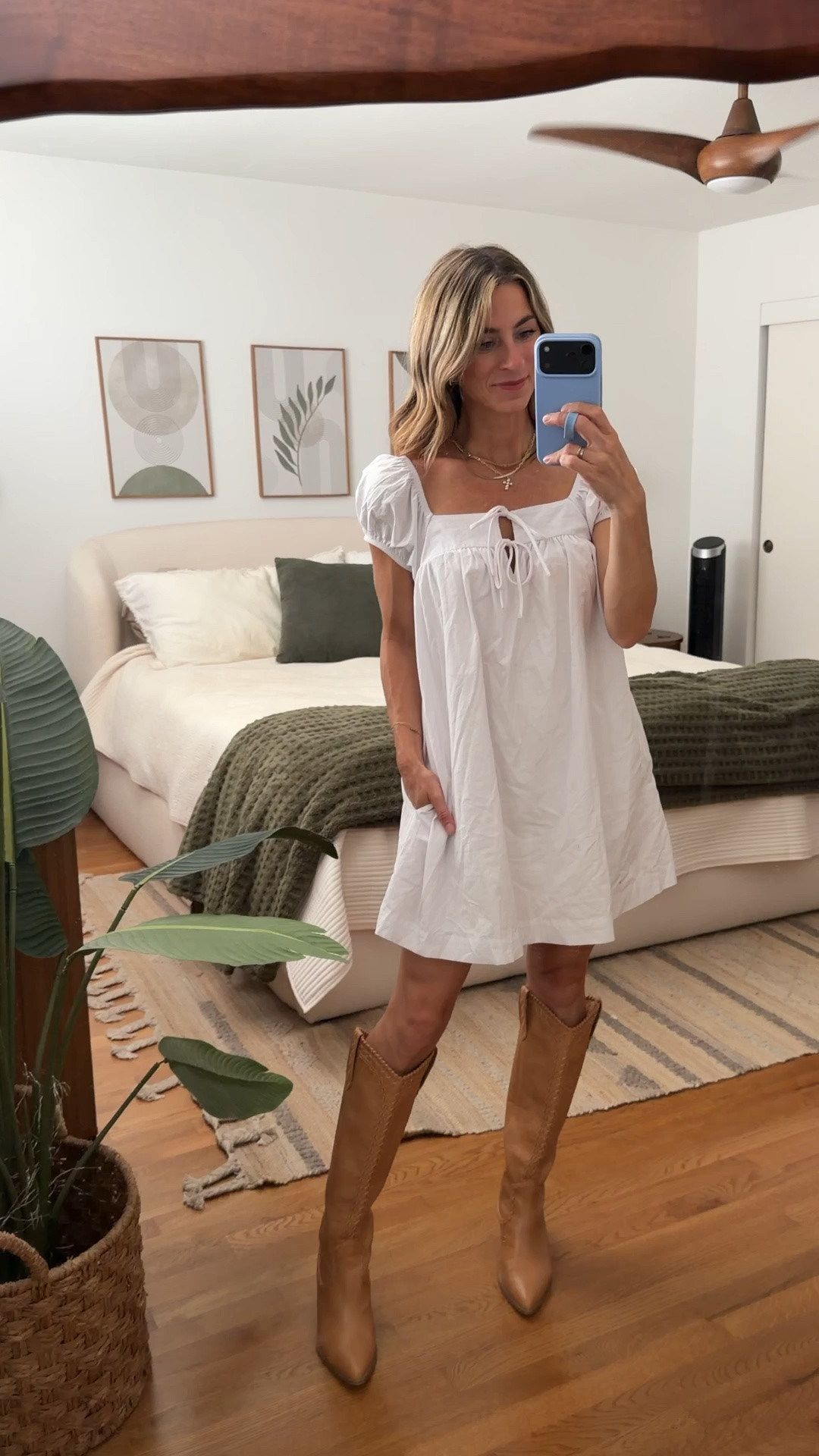 Wore this sweet little Target dress to church on Sunday and already know it’ll be on repeat. 🤍 Wearing an XS, my favorite boots that I wear year-round but especially love once fall rolls around, and my everyday pavé cross necklace.

Target dress, white dress, church outfit, brunch outfit, tall boots, western boots, travel outfit, fall transition, everyday jewelry, pavé cross necklace, neutral outfit, weekend style, date night outfit, family photos, women’s fashion, LTK

#LTKootd #LTKOver40 #LTKTravel