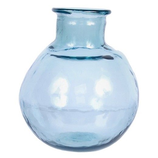 Recycled Glass Blue Large Round Vase 12"H | Target
