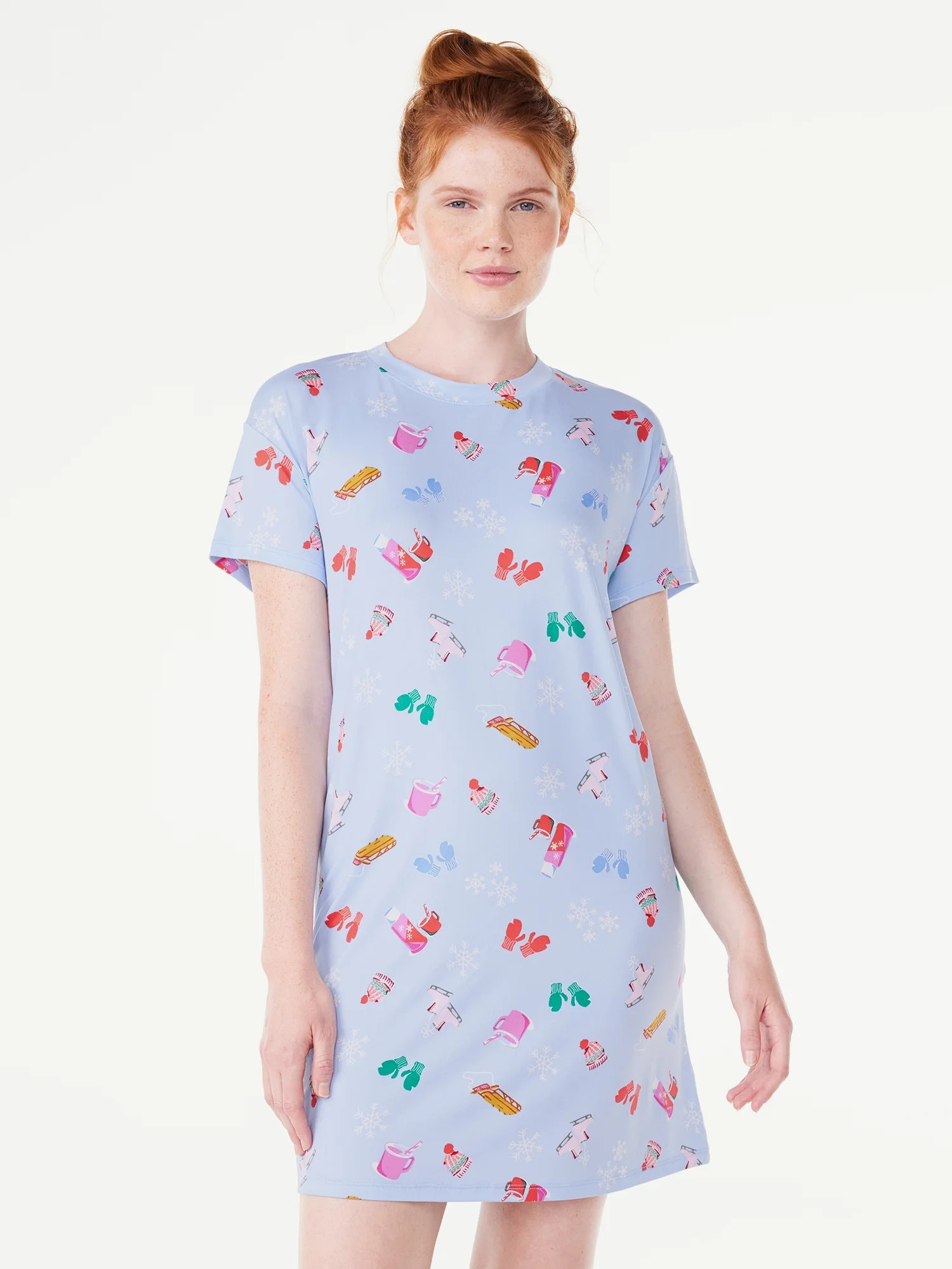 Joyspun Women’s Short Sleeve Sleep Shirt, Sizes S to 3X | Walmart (US)