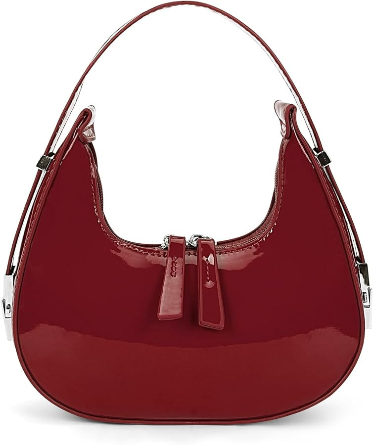 Small Shoulder Bag Red Purse for Women Fall Fashion Bag Y2K Crescent Purse Dark Red Clutch Bag Tr... | Amazon (US)