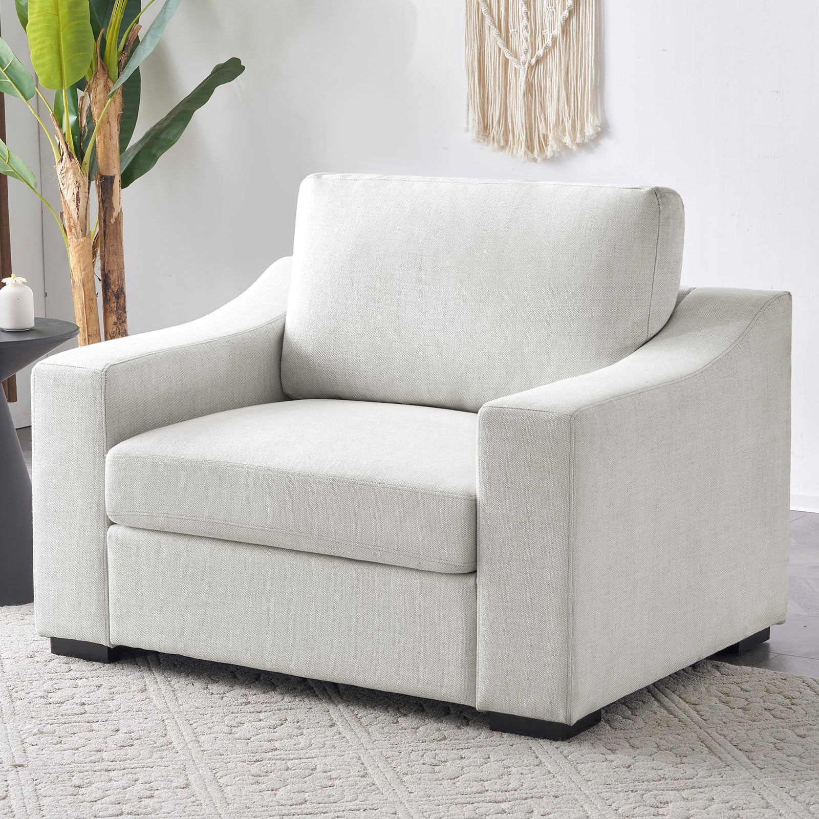 JULY'S SONG 48" W Accent Chair and A Half, Modern Oversized Reading Chair for Bedroom Room, Linen... | Walmart (US)