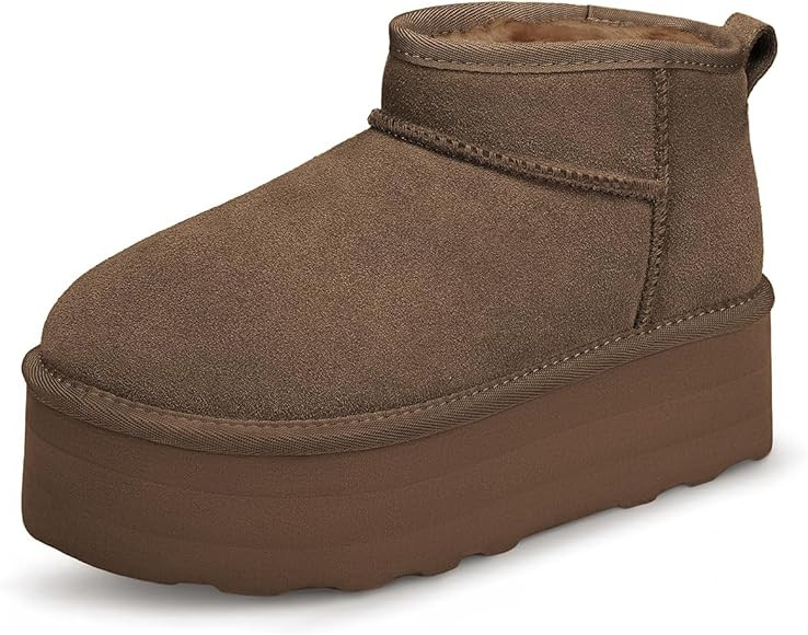 ATHMILE Boots for Women Suede Platform Boot Winter Warm Ankle Snow Womens Boots Waterproof Comfor... | Amazon (US)