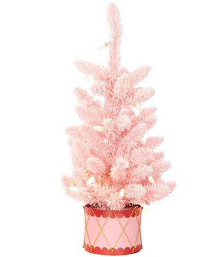 Southern Living Merry and Bright Collection Pre-Lit Flocked Pink Tree in Drum Base | Dillard's | Dillard's