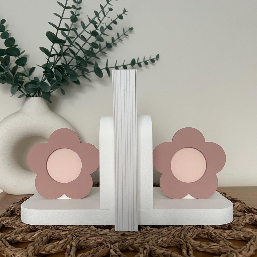 Personalised Flower Bookends for Nursery or Kids Room, Wooden Shelf Decor - Etsy UK | Etsy (Global)