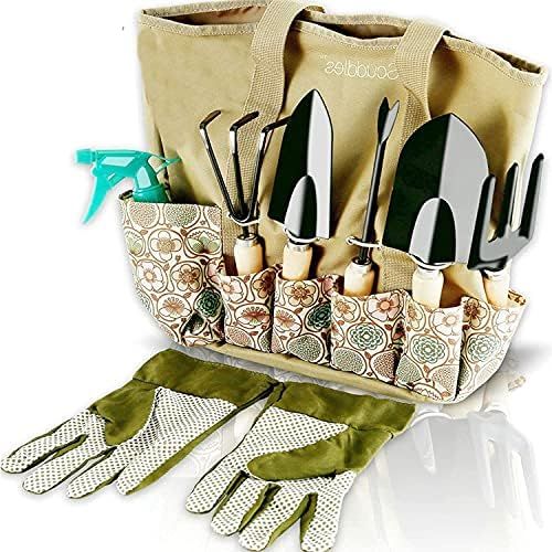 Scuddles Garden Tools Set - 8 Piece Heavy Duty Gardening Kit with Storage Organizer, Ergonomic Ha... | Amazon (US)