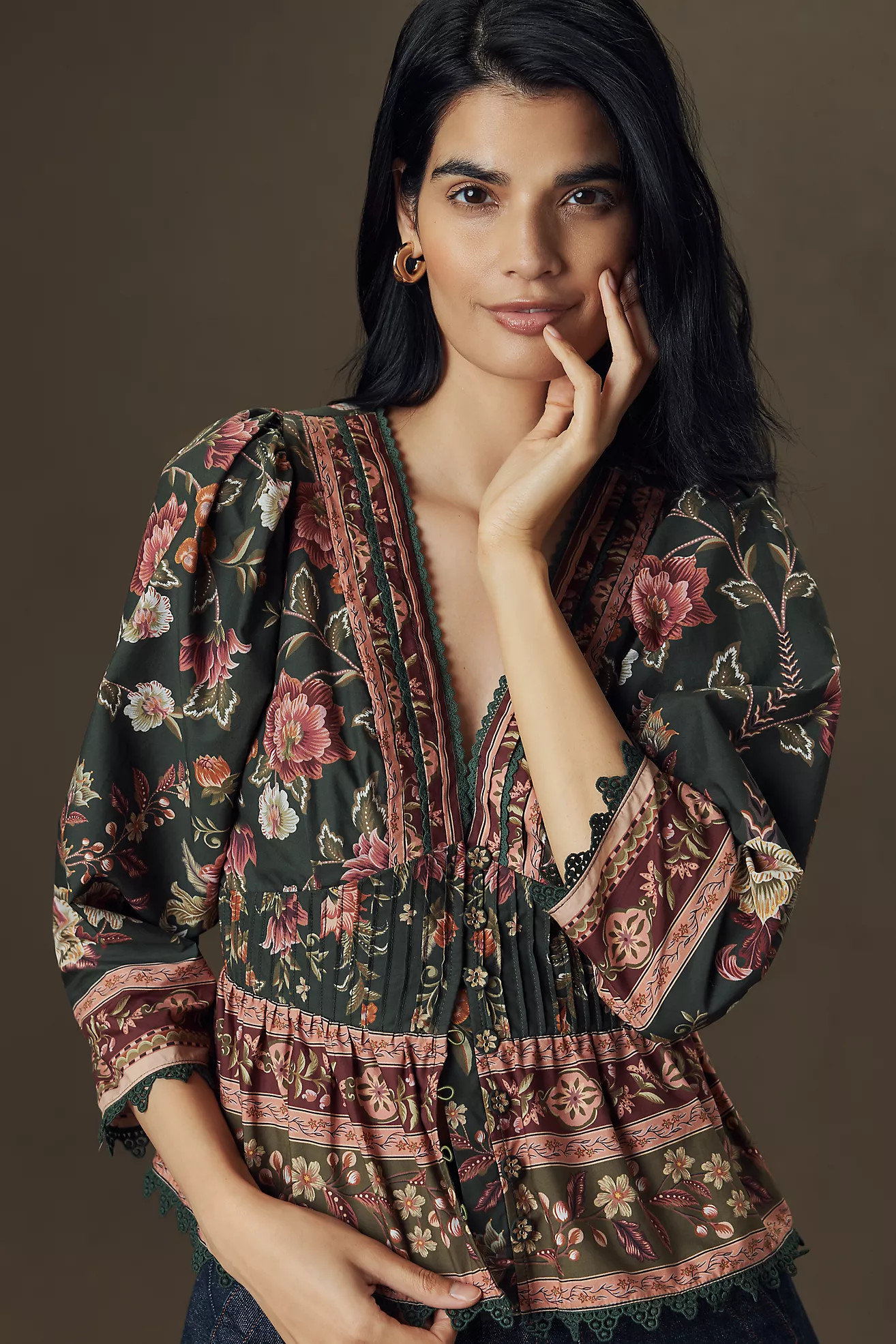 Farm Rio Flowering Garden Cotton Blouse | Anthropologie (US)