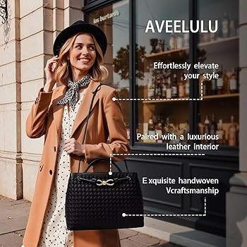 Woven Vegan Leather Tote Shoulder Bag for Women with Adjustable Shoulder Strap, Woven Handbags | Amazon (US)