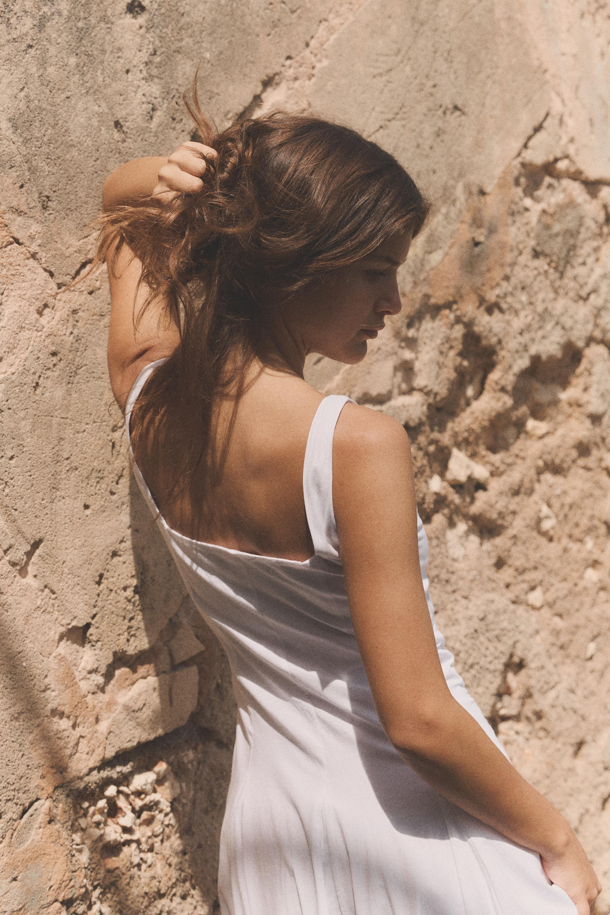 POPLIN GODET MIDI DRESS | Zara US