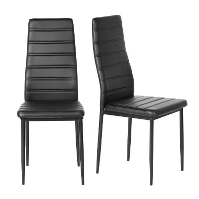 FurnitureR Dining Chairs PU Leather Set of 2, Armless High Back Chairs with Metal Frame, Ergonomic for Kitchen, Dining Room, Home Office, Black | Target