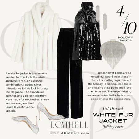 This faux fur coat is special and the white color is perfect for winter. The sleeveless sequin top is so affordable and perfect if you want to show off your arms.

#LTKHoliday #LTKstyletip #LTKshoecrush