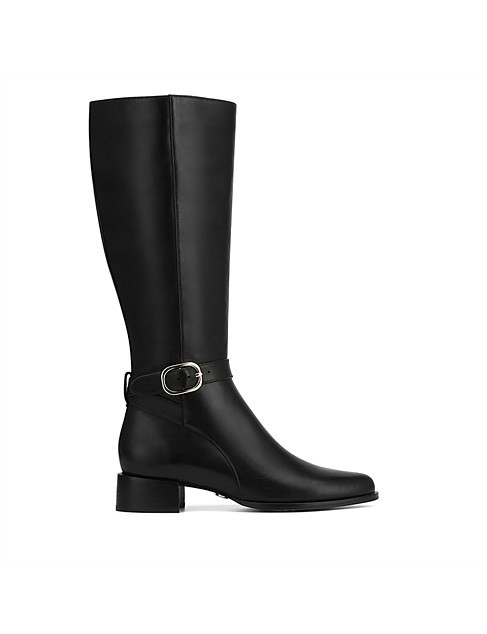 BENJI Black Leather Long Boot | David Jones (Australia & New Zealand)