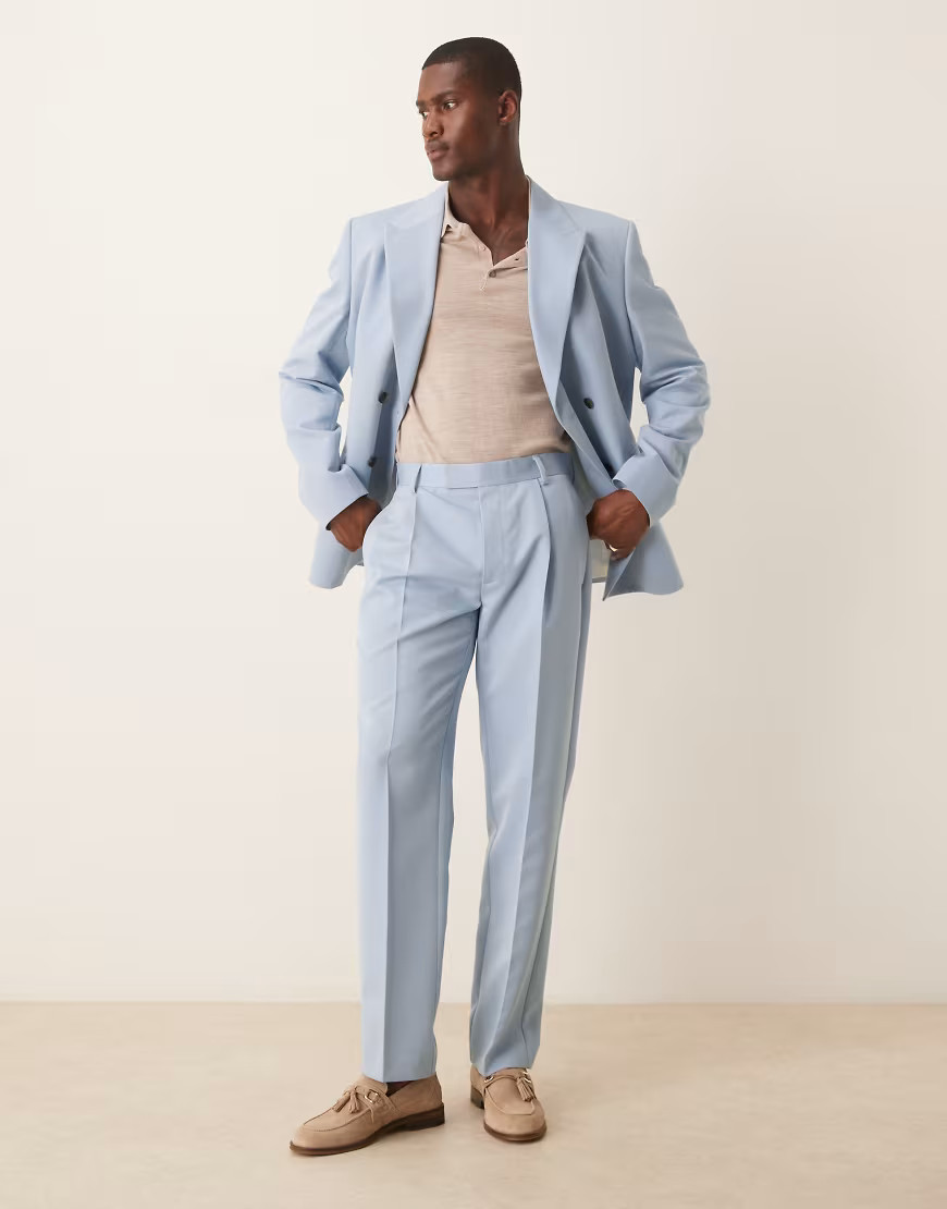 ASOS DESIGN straight leg suit pants in blue | ASOS (Global)