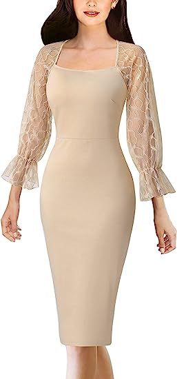 VFSHOW Womens Square Neck Work Business Cocktail Party Bodycon Sheath Dress at Amazon Women’s C... | Amazon (US)