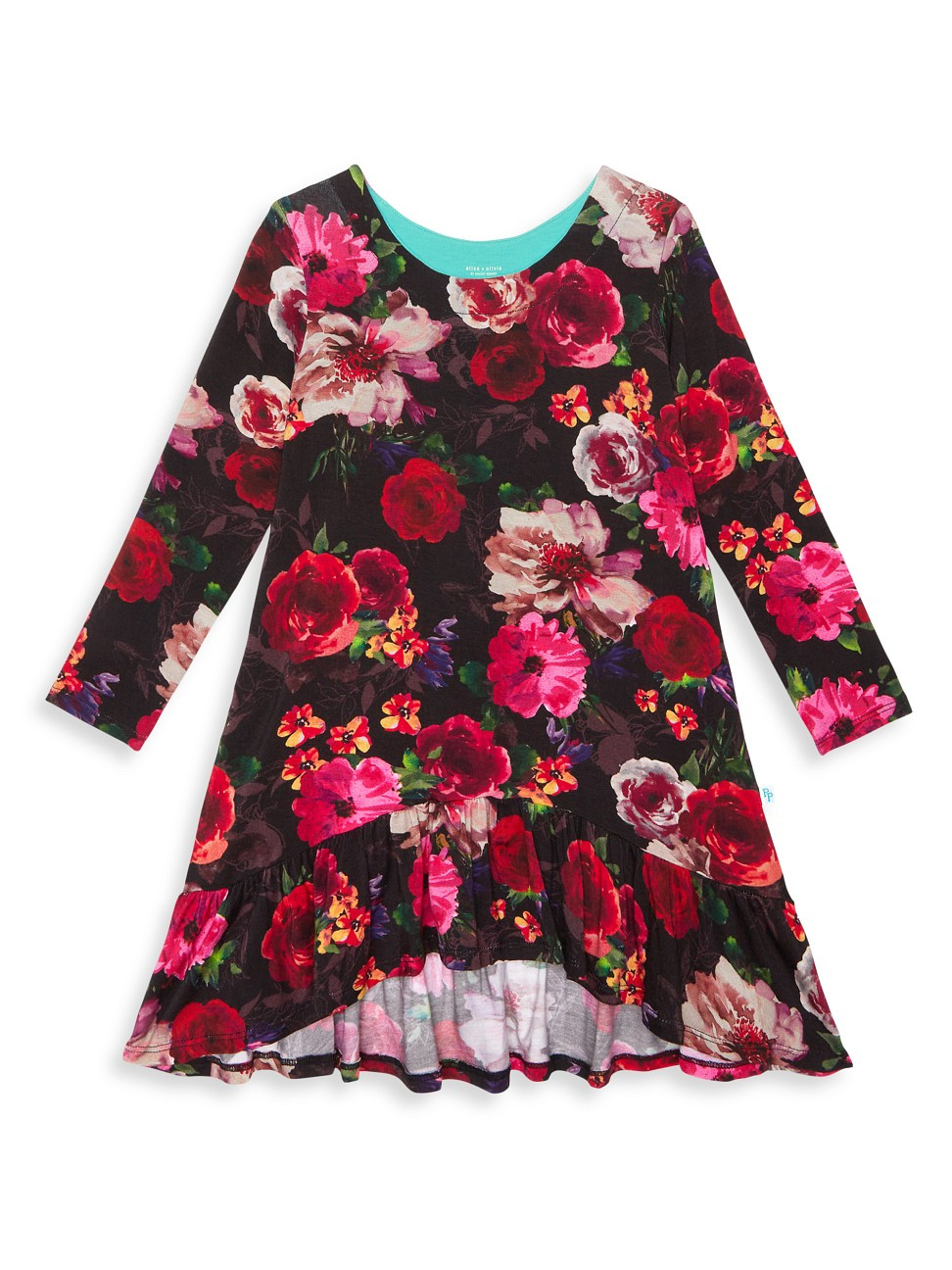 Little Girl's & Girl's Posh Peanut x Alice & Olivia Midnight Rose Hi-Low Dress | Saks Fifth Avenue