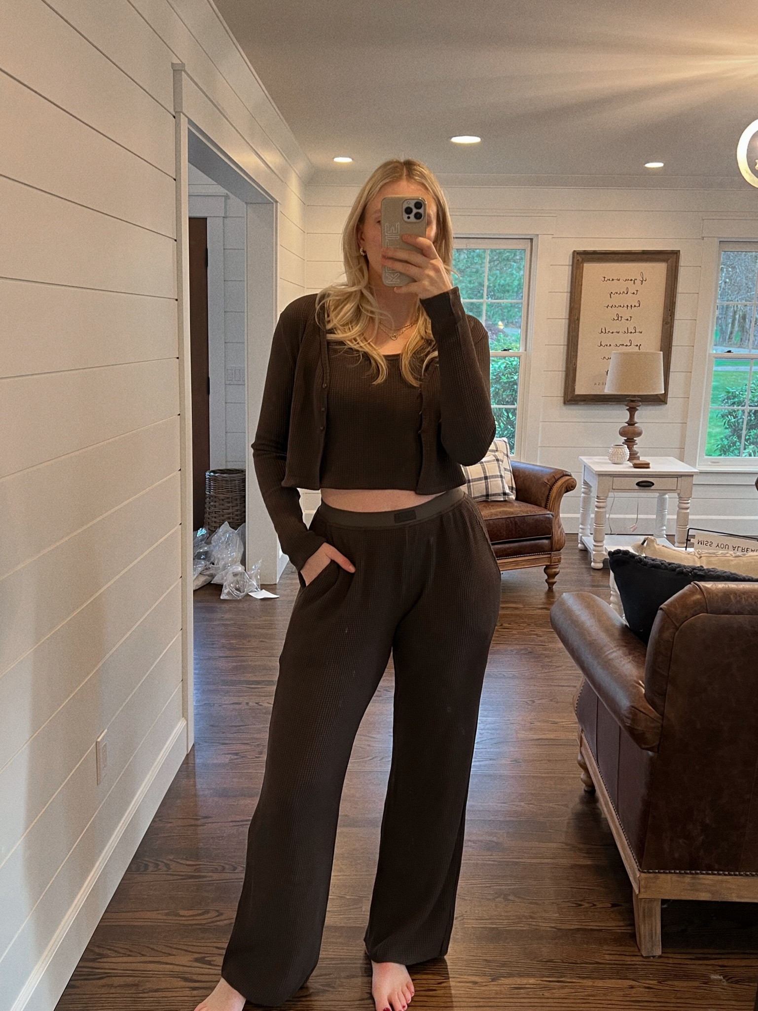 espresso lounge set - runs TTS, wearing large in all

#setactive #loungewear 

#LTKfit #LTKunder50 #LTKunder100