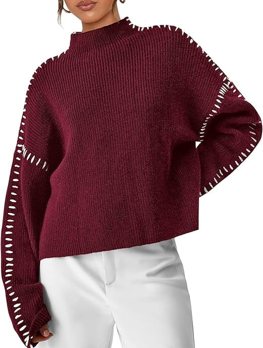 PRETTYGARDEN Women's Chunky Knit Sweaters Fall Long Sleeve Mock Neck Oversized Pullover Tops Wint... | Walmart (US)