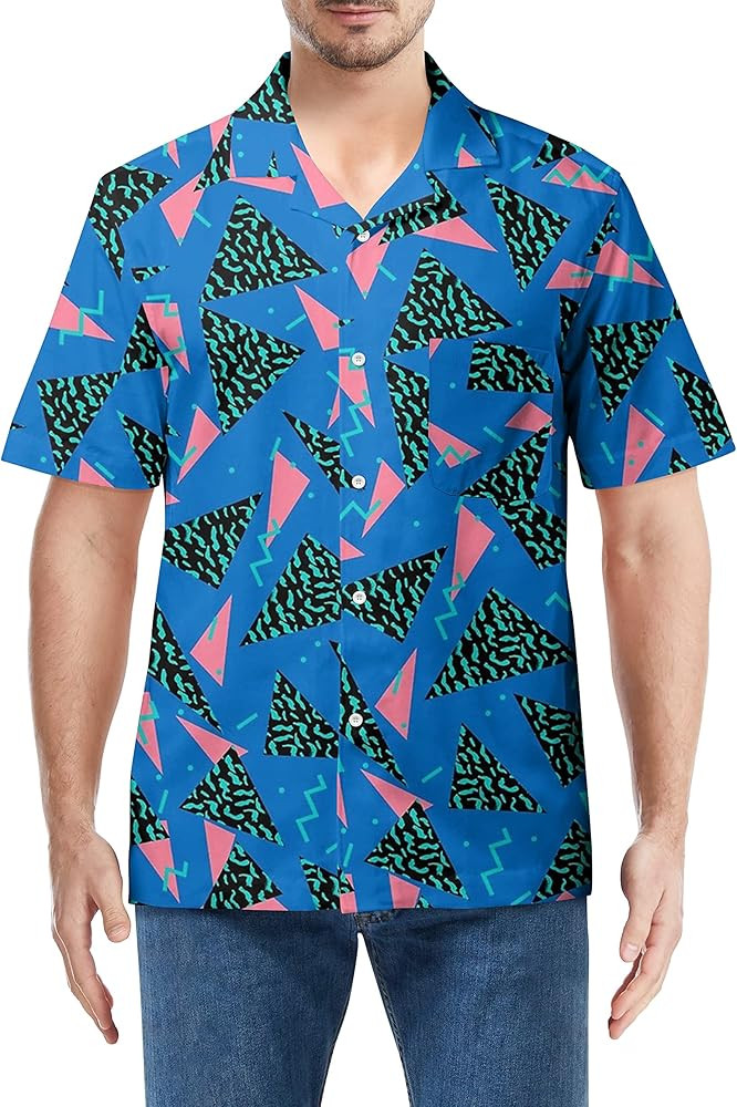 MIAIULIA 80s Mens Shirts 90s Button Up Shirts for Men Funky Hawaiian Shirt Beach Shirts Memphis Mens | Amazon (US)