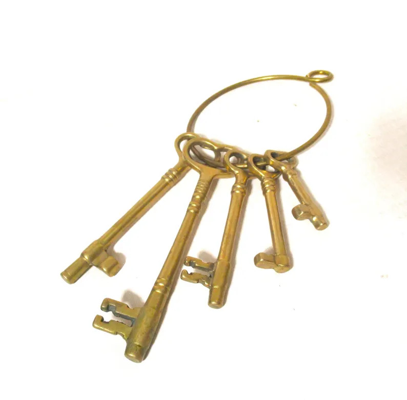 Santa's Large Brass Keys on Hoop Ring Xmas Christmas Decor | Etsy (US)