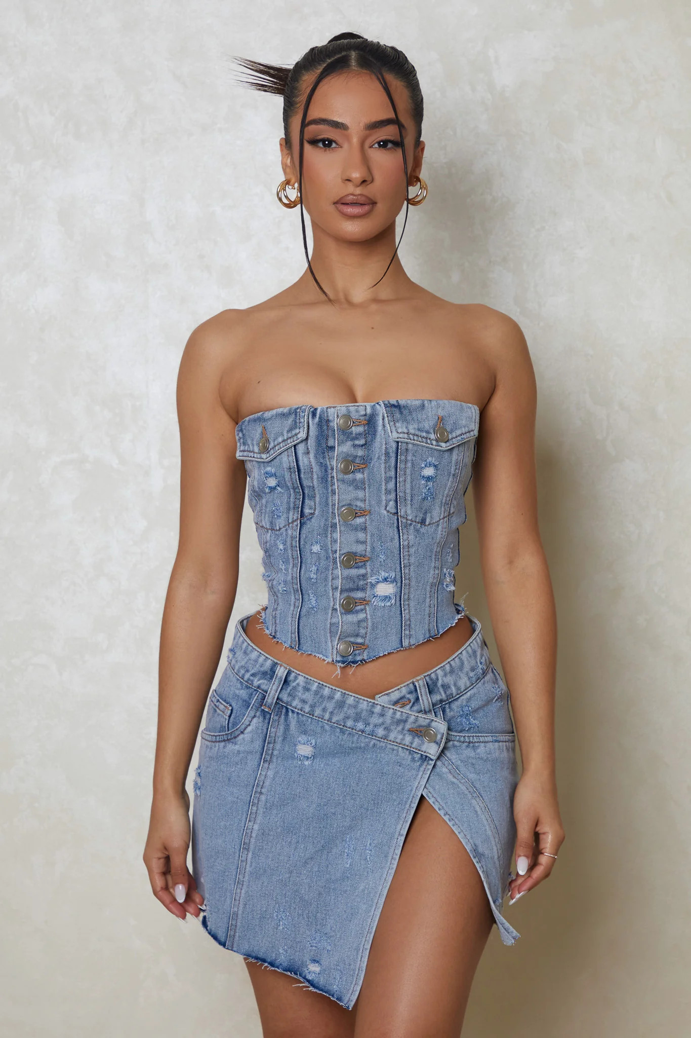 The Denim Asymmetric Skirt in Dark Wash | Mars The Label