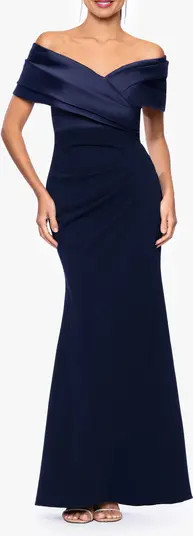 Betsy & Adam Off the Shoulder Scuba Crepe Gown. | Nordstrom | Nordstrom