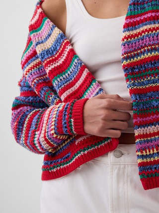 Oversized Open-Front Stripe Cardigan Sweater | Gap (CA)