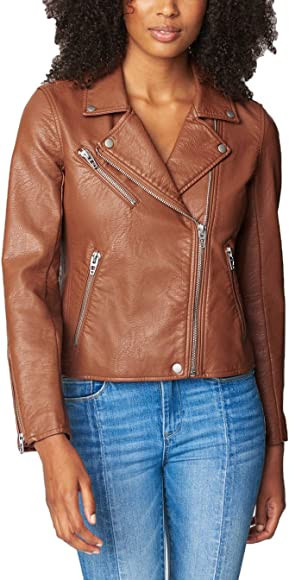 [BLANKNYC] Womens Luxury Clothing Semi Fitted Vegan Leather Motorcycle Jacket | Amazon (US)