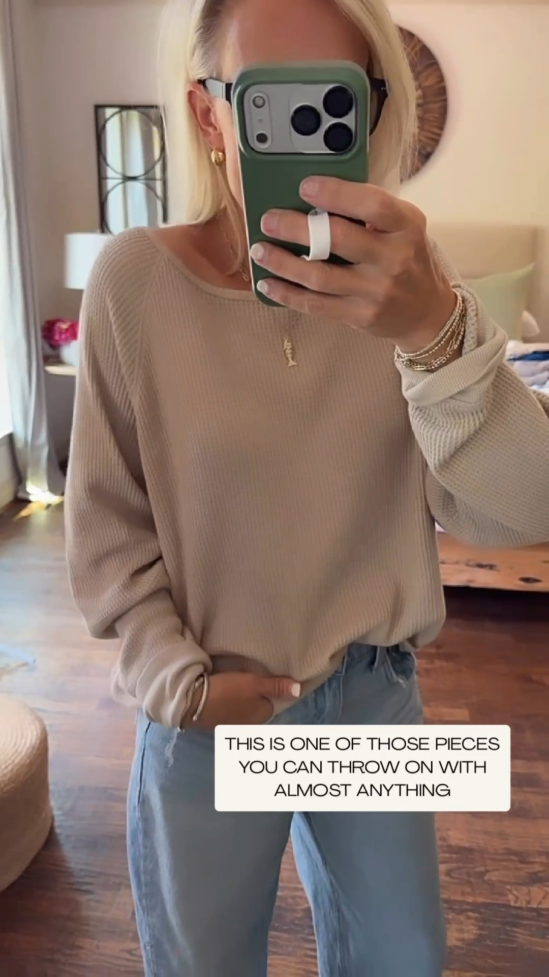 Okay, this is that Target waffle tee I loved so much, I had to grab it in another color! I sized up to a large for a more relaxed fit, and this neutral shade is one of those easy pieces I can wear with jeans, trousers, or layered under a jacket.

💡 LTK MADE EASY
❤️ Heart = Support my posts!
🔖 Save = Get sale & restock alerts
📋 Lists = Keep favorites organized
📲 Share = Send lists and products to a friend. Hello, Christmas List!
💬 Comment = Ask me anything about what I’m wearing.:-)

#LTKootd #LTKOver40 #LTKSeasonal