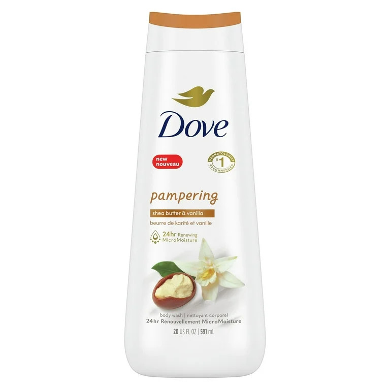 Dove Pampering Long Lasting Gentle Women's Body Wash All Skin Type, Shea Butter & Vanilla, 20 fl ... | Walmart (US)