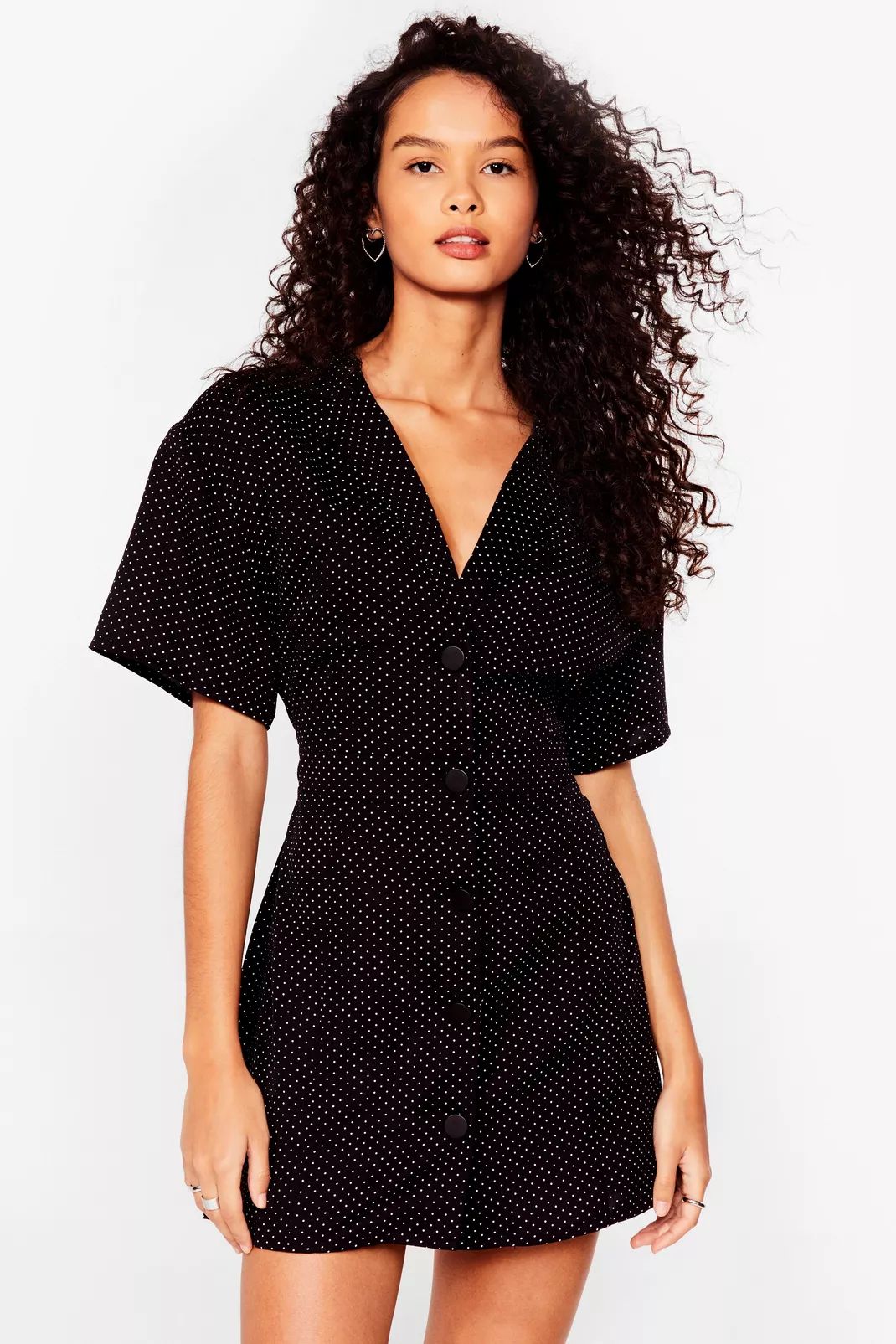 Polka Dot Fitted Mini Shirt Dress | Nasty Gal (US)