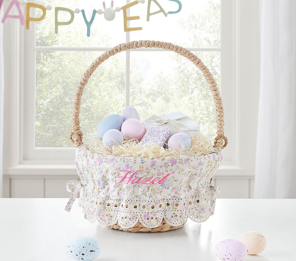 Heritage Floral Eyelet Easter Basket Liners | Pottery Barn Kids