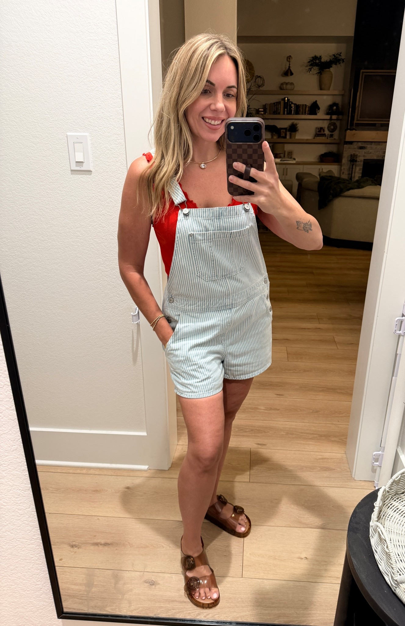 The cutest mom outfit you’ll find is a good pair of overalls! Wearing my normal small and they’re roomy but cute fit! Wearing my normal 8 in the brown jelly sandals! I’m and 8-8.5. Old Navy finds, bauble bar necklace, jelly’s 

#LTKmomlife #LTKootd #LTKFestival