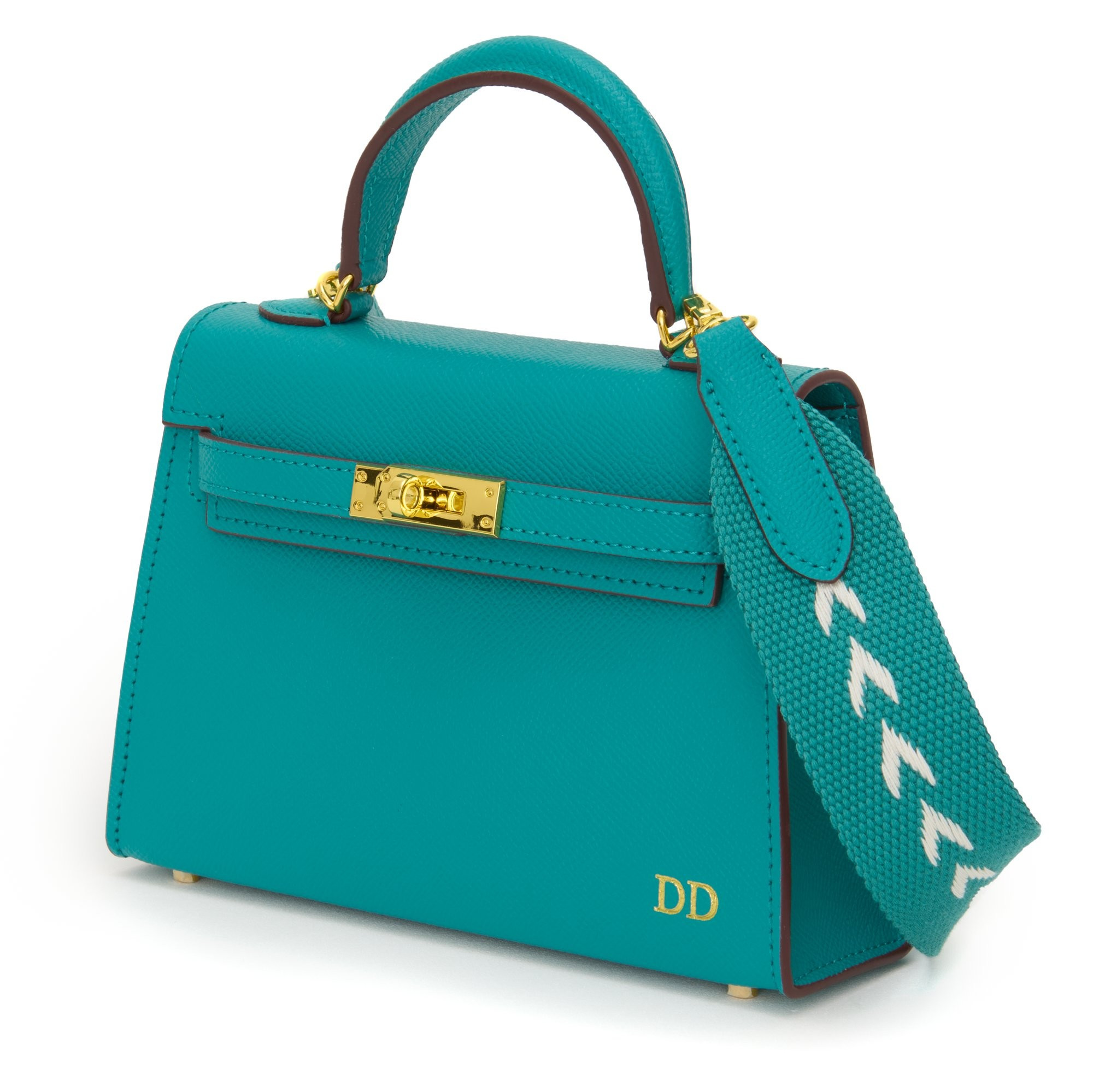 Lily and Bean Hettie Mini Bag - Peacock Blue with Initials and Pattern | Lily and Bean