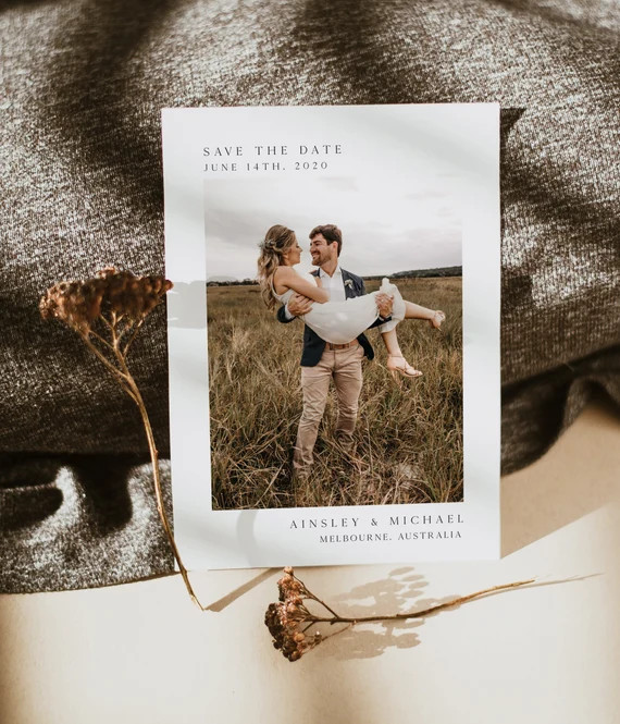 Modern Minimal Photo Save the Date Editable Template | Etsy | Etsy (US)