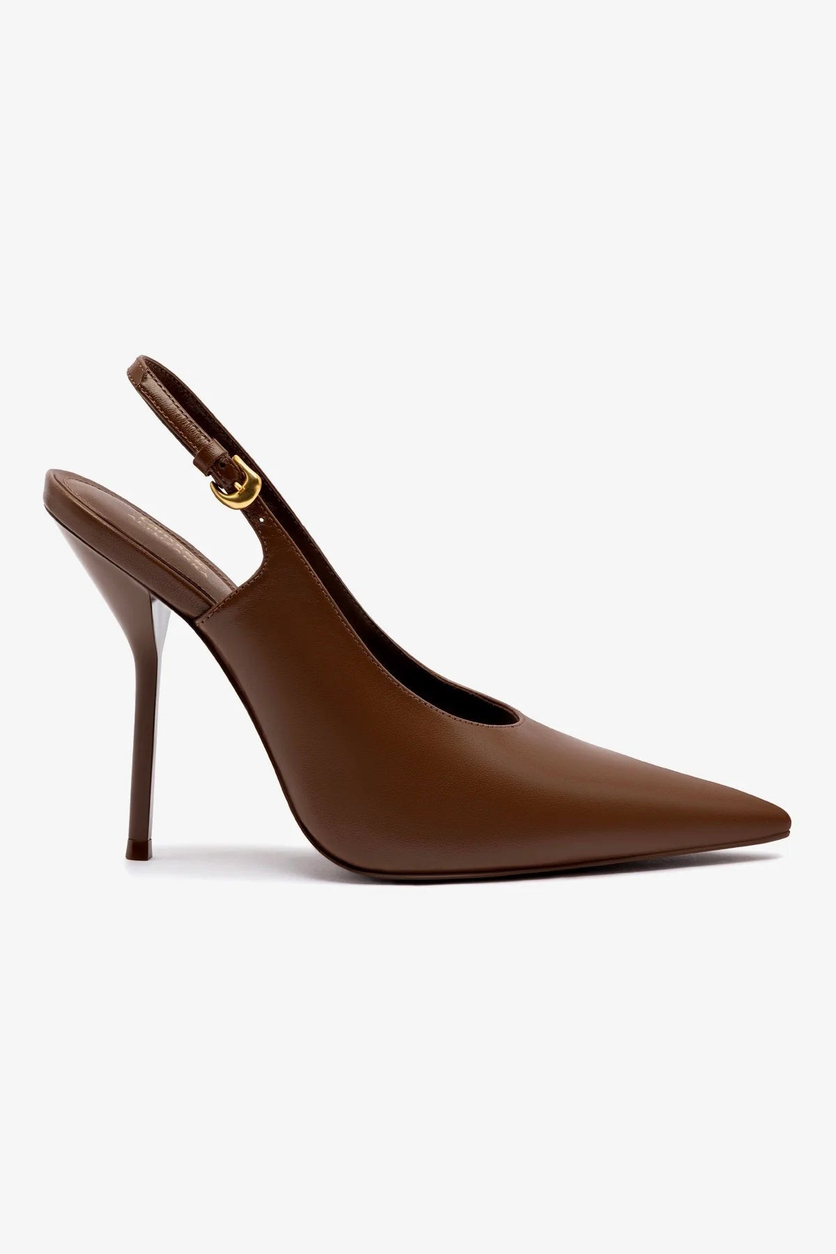 Larroudé x Altuzarra Pump In Burnt Umber Leather | Larroude
