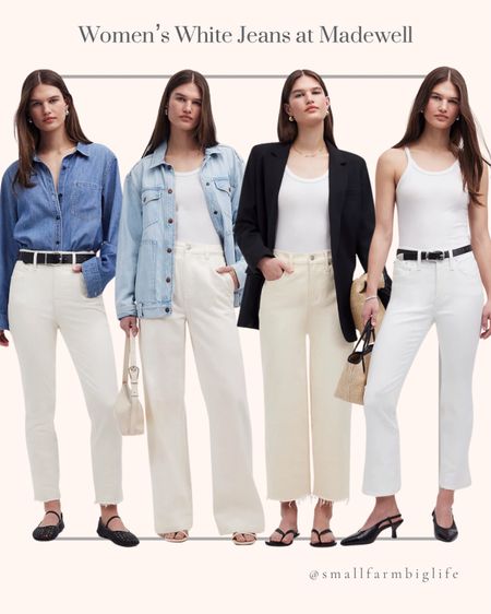 Women’s white jeans at Madewell. May 9-13 get 20% off faves. Kick out crop jeans in pure white. The perfect vintage wide leg crop jean in vintage canvas with raw hem. Wide leg light weight jean in tile white. Raw hemmed vintage style jean in tile white. Denim  

#LTKover40 #LTKxMadewell #LTKsalealert