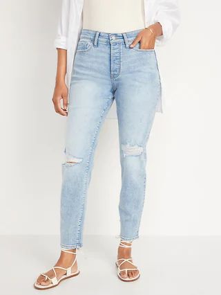 High-Waisted Button-Fly O.G. Straight Extra-Stretch Ankle Jeans for Women | Old Navy (CA)