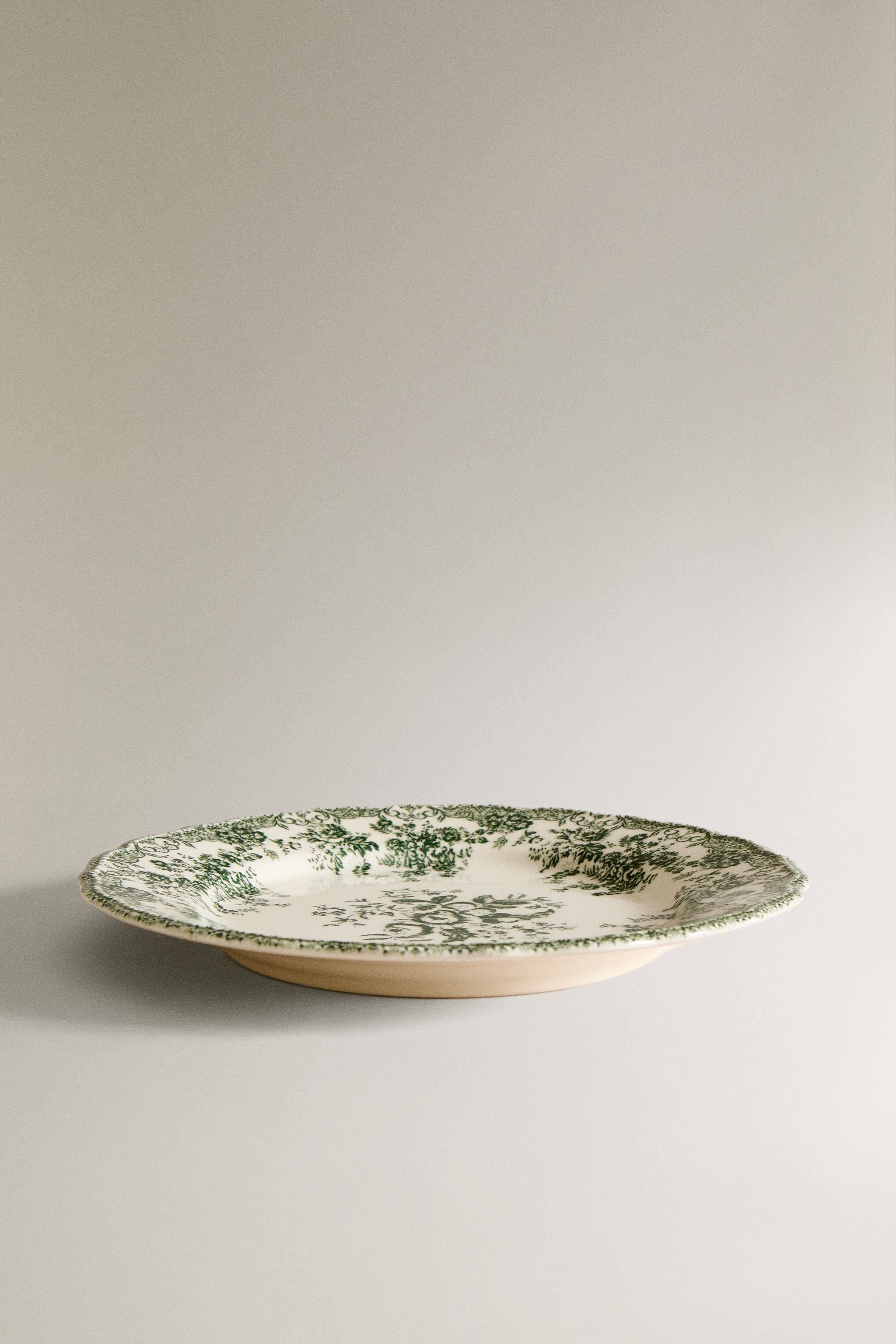 FLORAL EARTHENWARE DINNER PLATE | Zara US