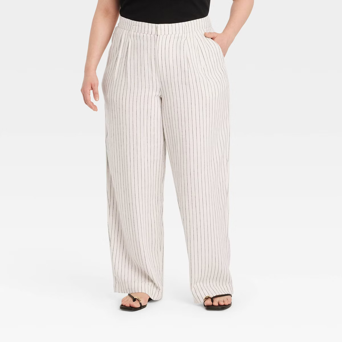 Women's High-Rise Linen Pleat Front Straight Pants - A New Day™ | Target