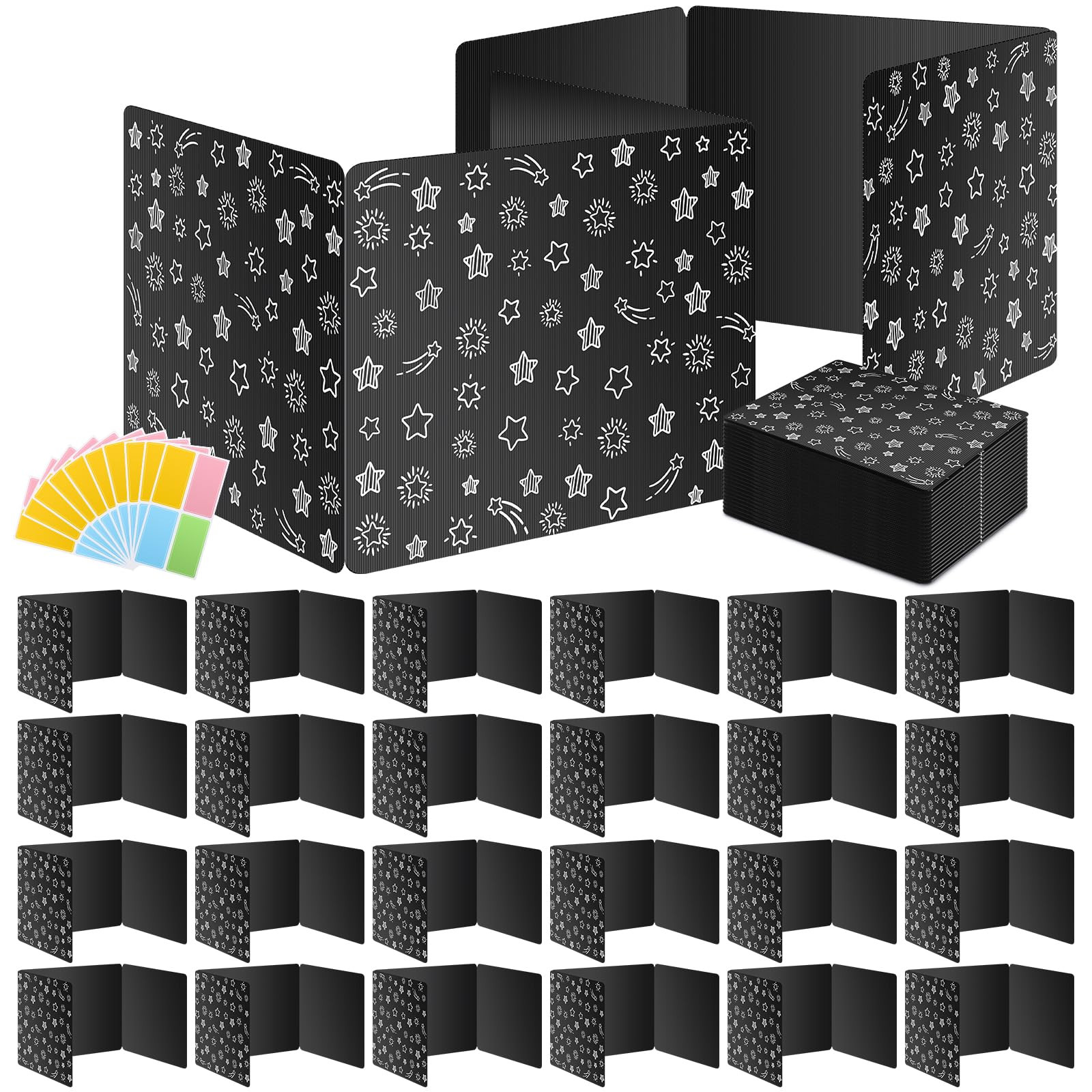 Black 24-Pack Desk Dividers for Students, Waterproof Plastic Study Carrel Divider, Durable Testin... | Amazon (US)