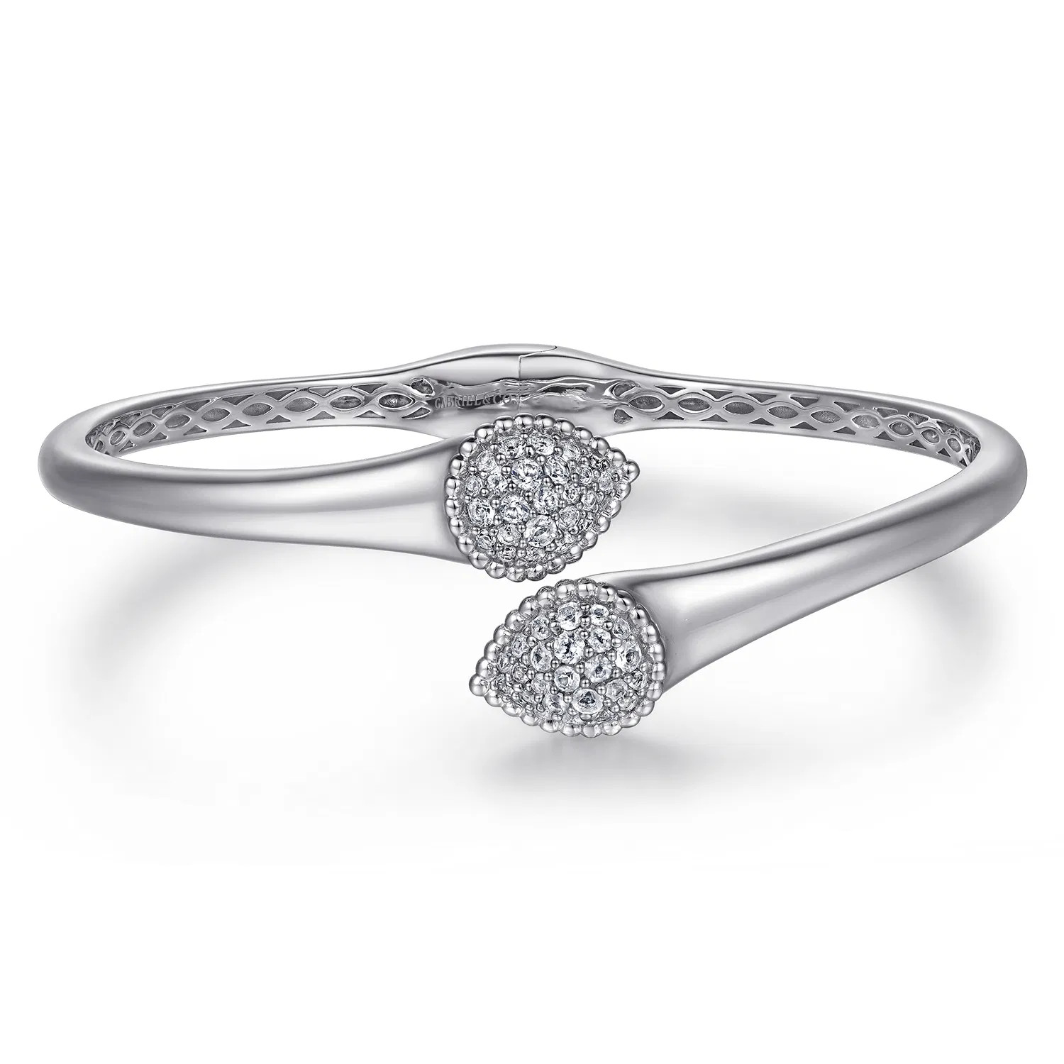 925 Sterling Silver Bypass Bangle with White Sapphire Pave | Gabriel & Co. Fine Jewelry And Bridal
