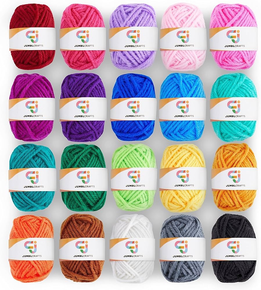 JumblCrafts 20ct Acrylic Yarn Set. Fun-Sized Skein Starter Kit for Knitting, Crocheting, and Othe... | Amazon (US)